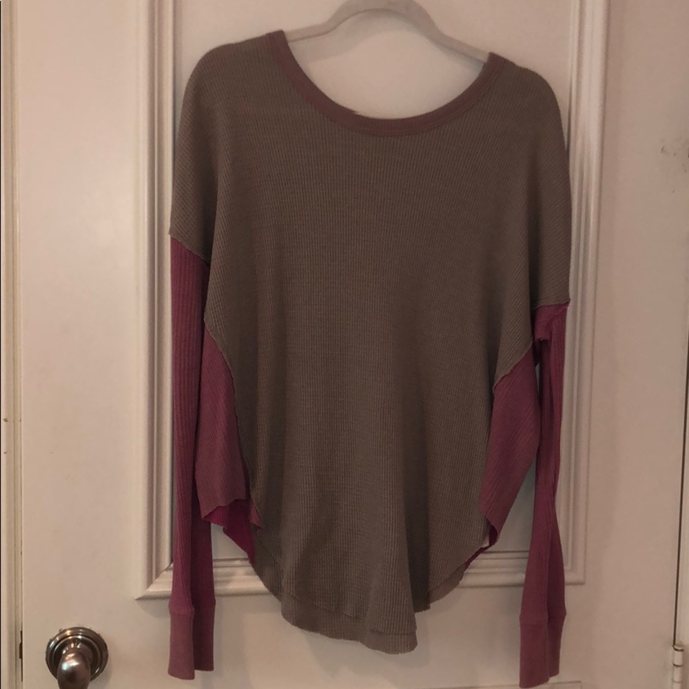 Grey/Pink Waffle Top